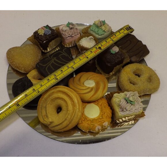 Fake Artificial Pastry Petite Fours Cookie Cake Chocolate Display Mirror Base - Picture 2 of 10